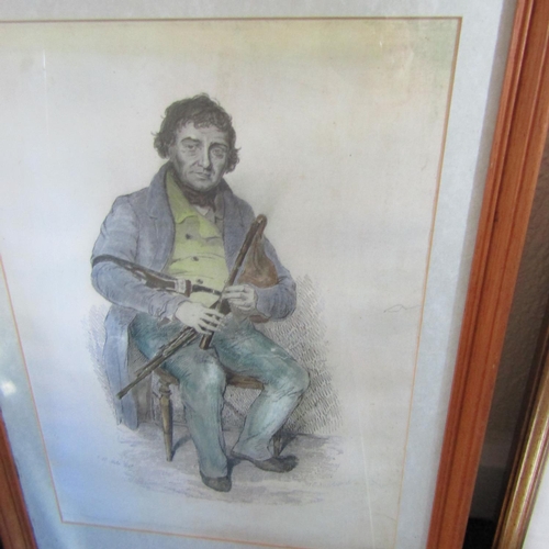 720 - Original Water Colour Monkstown Irish School Engraving of Irish Piper and Jameson Advertising Mirror... 