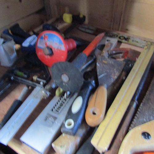 727 - Collection of Various Tools on Workbench with Vice