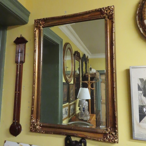 730 - Gilded Rectangular Form Wall Mirror Approximately 3ft High x 2ft Wide