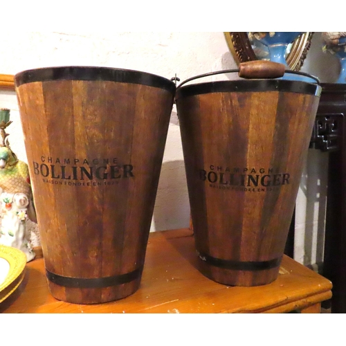 736 - Pair of Iron Bound Timber Bollinger Champagne Buckets Tapering Form Each Approximately 20 Inches Hig... 