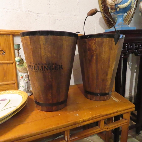 736 - Pair of Iron Bound Timber Bollinger Champagne Buckets Tapering Form Each Approximately 20 Inches Hig... 