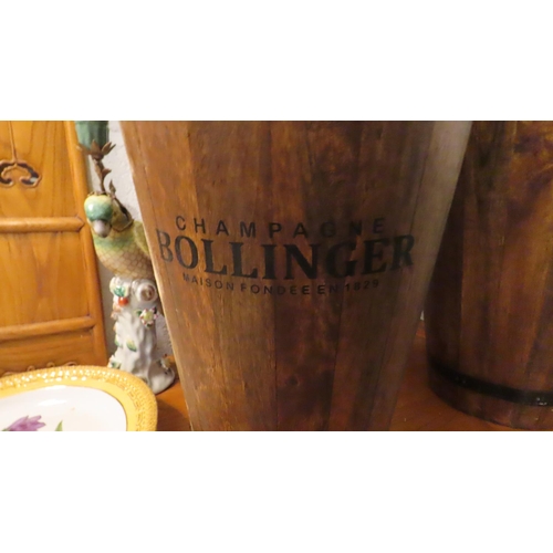 736 - Pair of Iron Bound Timber Bollinger Champagne Buckets Tapering Form Each Approximately 20 Inches Hig... 