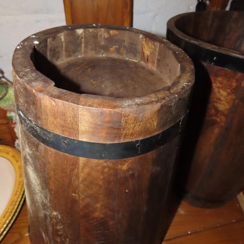 736 - Pair of Iron Bound Timber Bollinger Champagne Buckets Tapering Form Each Approximately 20 Inches Hig... 