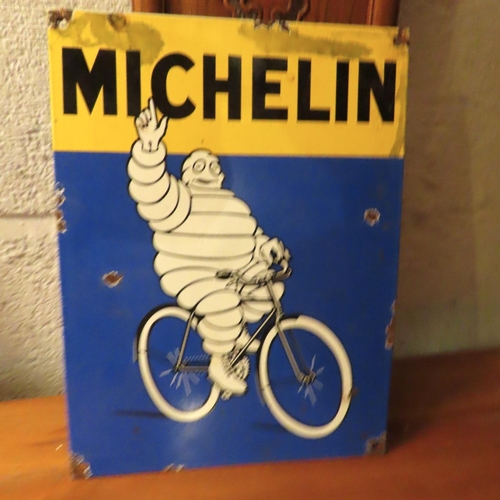 737 - Michelin Tyre Garage Advertising Sign Enamel on Metal Approximately 10 Inches High