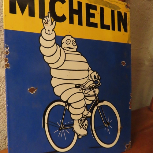 737 - Michelin Tyre Garage Advertising Sign Enamel on Metal Approximately 10 Inches High