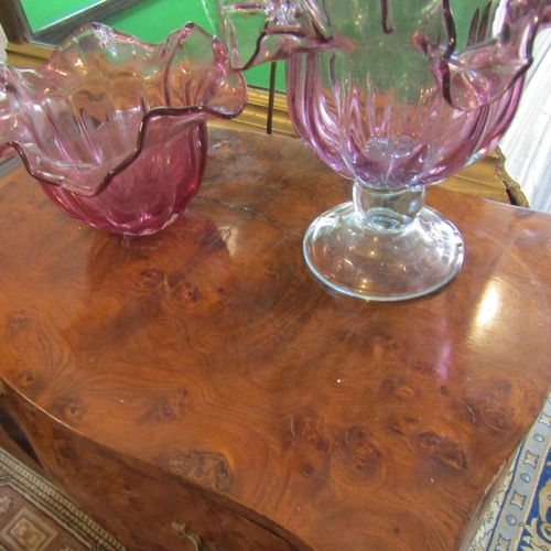 75 - Antique Burr Walnut Single Drawer Side Table Ormolu Mounted Cabriole Supports Table Approximately 16... 