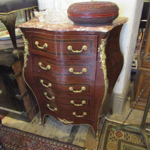 78 - Marble Top Kingswood Five Drawer Tall Chest Ormolu Mounted Approximately 2 Inches Wide x 42 Inches H... 