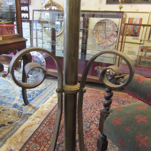 83 - Edwardian Cast Brass Stand with Candle Fitting Above Paw Supports Approximately 5ft High