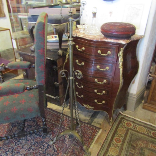 83 - Edwardian Cast Brass Stand with Candle Fitting Above Paw Supports Approximately 5ft High