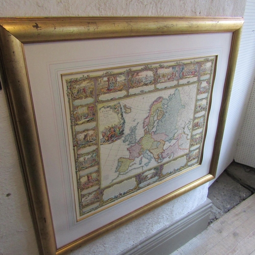 85 - Large Gilt Framed Map of Europe Approximately 3ft Wide x 2ft 6 Inches High