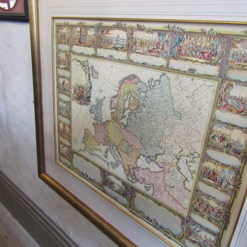 85 - Large Gilt Framed Map of Europe Approximately 3ft Wide x 2ft 6 Inches High