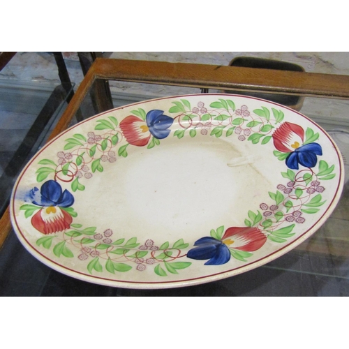 87 - Spongeware Decorated Porcelain Platter Good Original Condition Approximately 18 Inches Wide