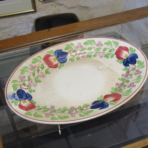 87 - Spongeware Decorated Porcelain Platter Good Original Condition Approximately 18 Inches Wide