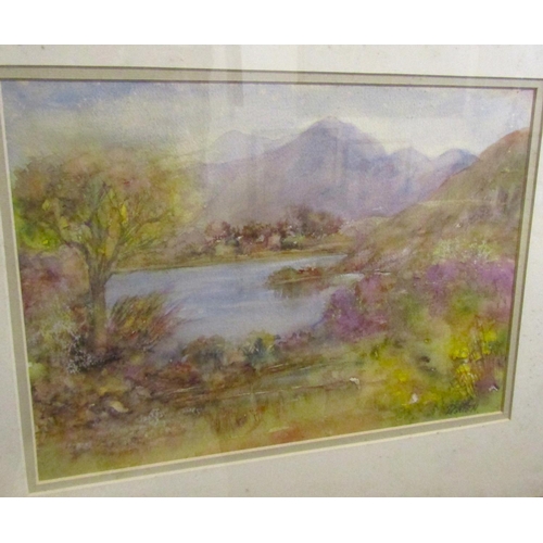 90 - Irish School Watercolour Lake Scene Mountain Beyond Signed in Distinctly Lower Right Approximately 1... 