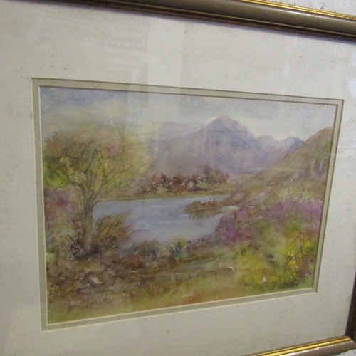 90 - Irish School Watercolour Lake Scene Mountain Beyond Signed in Distinctly Lower Right Approximately 1... 