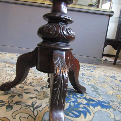 153 - Victorian Carved Mahogany Piano Stool Revolving Upholstered Seat