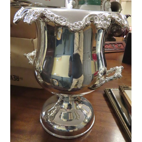 574 - Attractive Pair of Silver Plated Shaped Form Champagne Buckets Vine Leaf Decorations Each Approximat... 