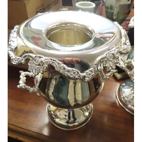 574 - Attractive Pair of Silver Plated Shaped Form Champagne Buckets Vine Leaf Decorations Each Approximat... 