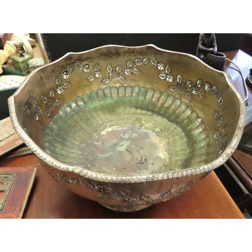 100O - Old Silver Plated Punch Bowl Adams Motifs Approximately 12 Inches Diamater