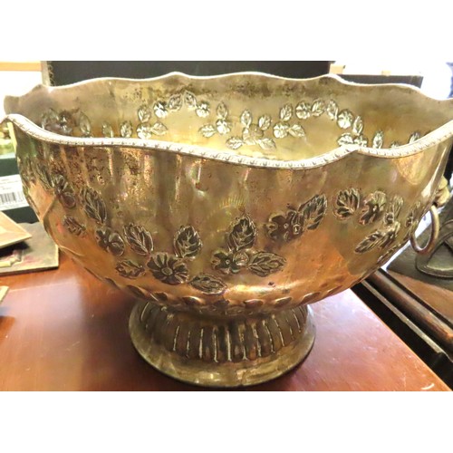 100O - Old Silver Plated Punch Bowl Adams Motifs Approximately 12 Inches Diamater