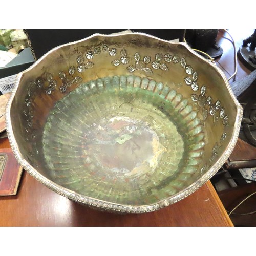 100O - Old Silver Plated Punch Bowl Adams Motifs Approximately 12 Inches Diamater