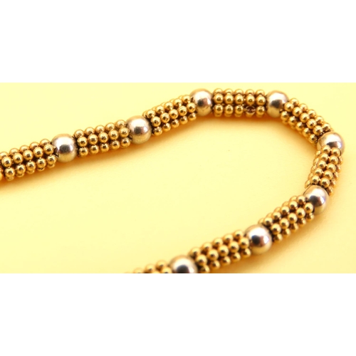 10 - 9 Carat Yellow and White Gold Popcorn Design Bracelet 18 Cm Long