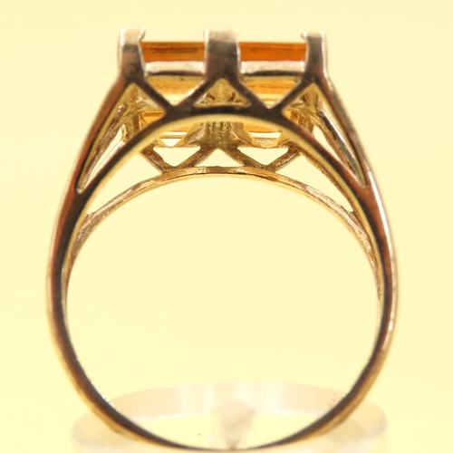 101 - Four Stone Princess Cut Citrine Ring Mounted on 9 Carat Yellow Gold Band Size T