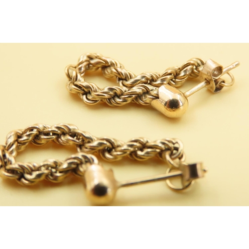 103 - Pair of 9 Carat Yellow Gold Rope Chain Drop Earrings Each 2.5cm High