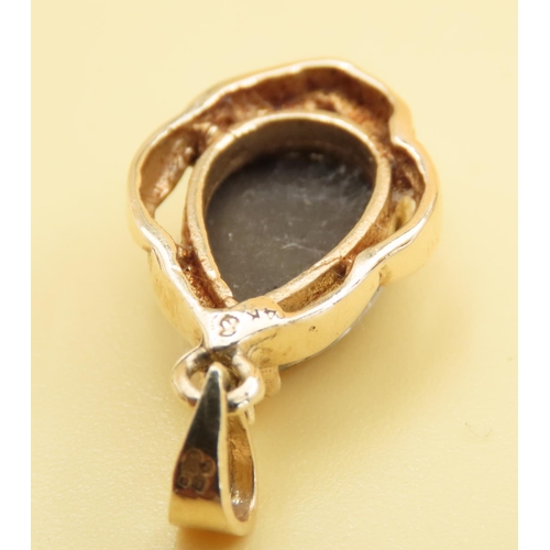 107 - Pear Cut Ammolite Pendant 2cm Drop Set in 14 Carat Yellow Gold