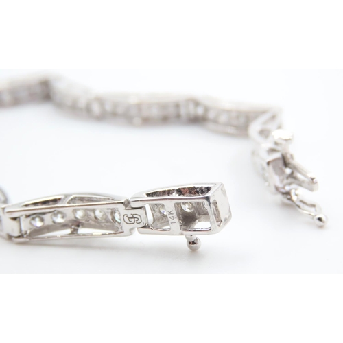 108 - Diamond Set 14 Carat White Gold Ladies Bracelet 18.5cm Long 13.9 Grams