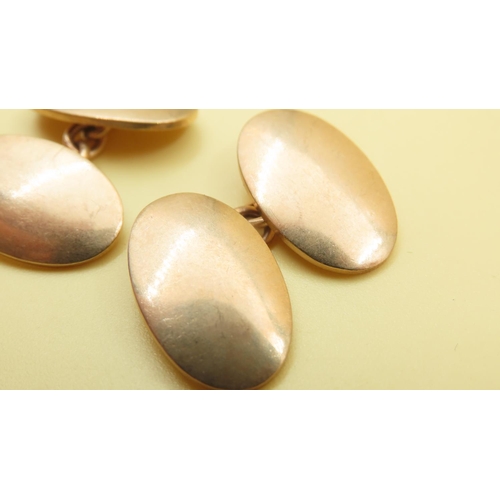 111 - Pair of 9 Carat Yellow Gold Oval Cuff Links