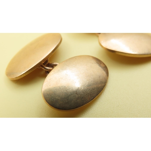 111 - Pair of 9 Carat Yellow Gold Oval Cuff Links