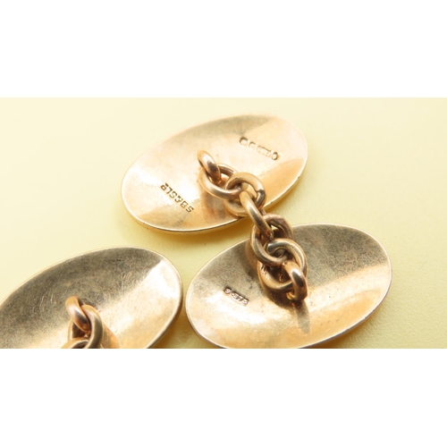 111 - Pair of 9 Carat Yellow Gold Oval Cuff Links