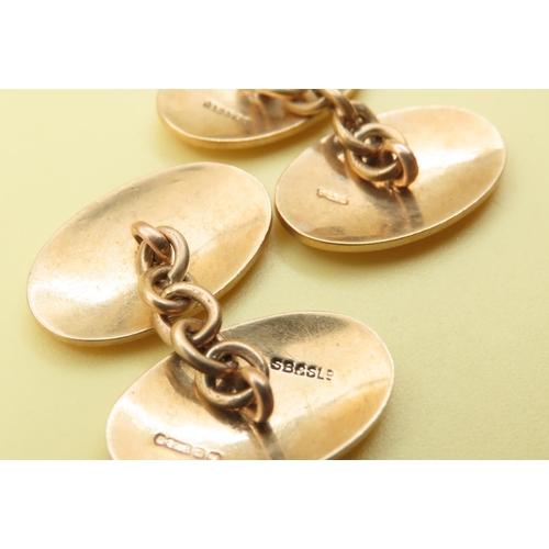 111 - Pair of 9 Carat Yellow Gold Oval Cuff Links