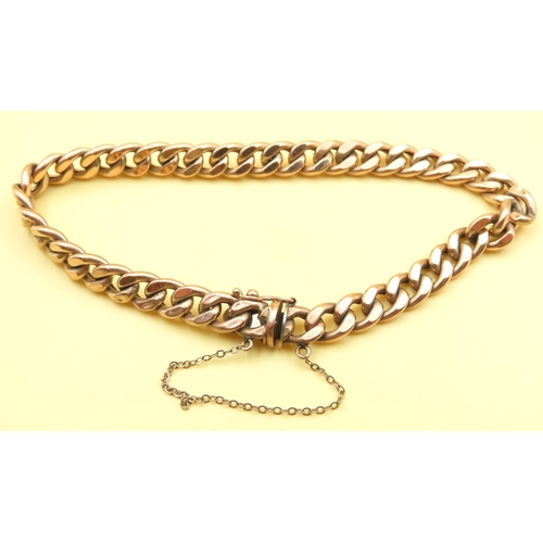 117 - 9 Carat Yellow Gold Curb Link Bracelet with Safety Chain Detail 20cm Long