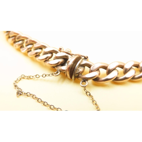117 - 9 Carat Yellow Gold Curb Link Bracelet with Safety Chain Detail 20cm Long