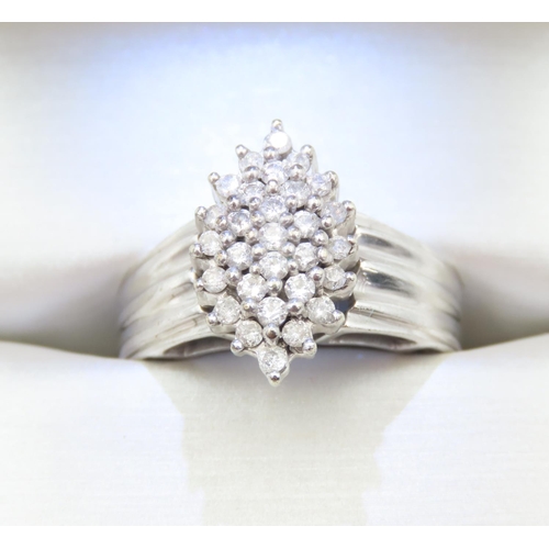 123 - Ladies Diamond Cluster Ring Mounted on 9 Carat White Gold Band Size N