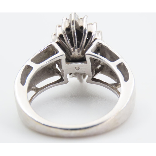 123 - Ladies Diamond Cluster Ring Mounted on 9 Carat White Gold Band Size N