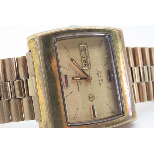 126 - Vintage Day Date Favre Leuba Gentlemans TV Wristwatch Original Watchstrap Working Order Original Con... 