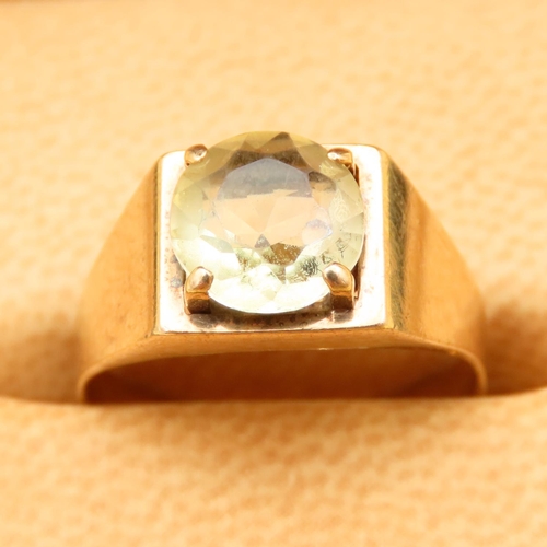 13 - Quartz Set Statement Ring Mounted on 9 Carat Yellow Gold Band Ring Size O