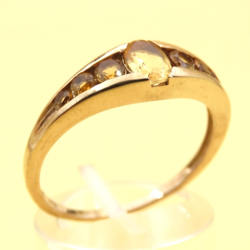 130 - Seven Stone Channel Set Citrine Ring Mounted on 9 Carat Yellow Gold Band Size S