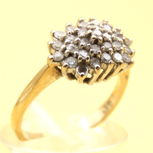 133 - Diamond Cluster Ring Mounted on 9 Carat Yellow Gold Band Ring Size L