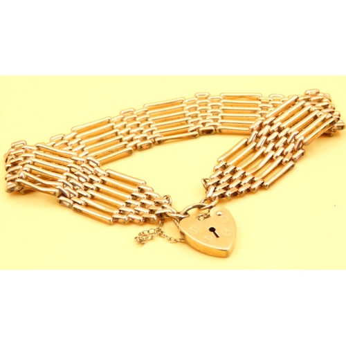 14 - 9 Carat Yellow Gold Gate Link Bracelet 18cm Long 10.9 Grams