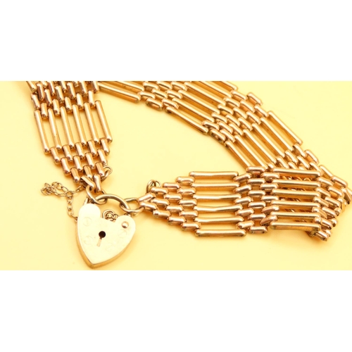 14 - 9 Carat Yellow Gold Gate Link Bracelet 18cm Long 10.9 Grams