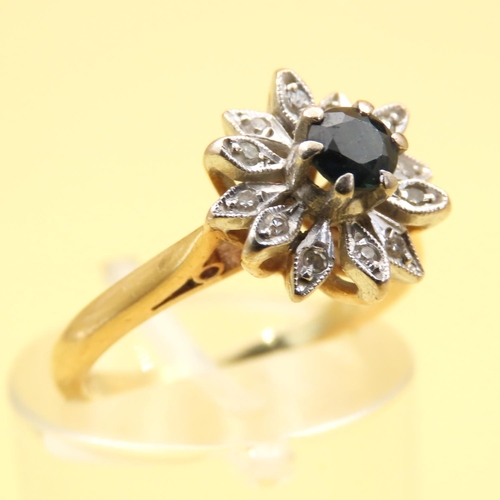 149 - Vintage Sapphire and Diamond Flower Motif Ring Mounted on 10 Carat Yellow Gold Band Size I and a Hal... 