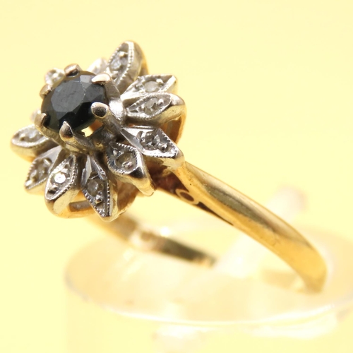 149 - Vintage Sapphire and Diamond Flower Motif Ring Mounted on 10 Carat Yellow Gold Band Size I and a Hal... 