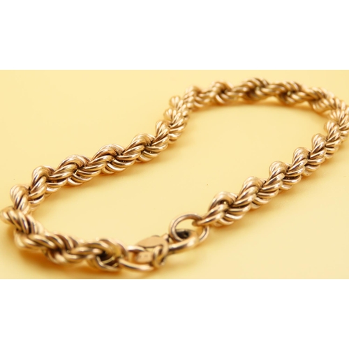 15 - 9 Carat Yellow Gold Rope Chain Bracelet 18cm Long