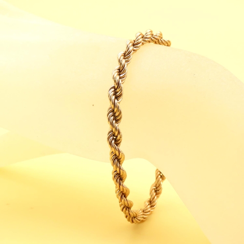 15 - 9 Carat Yellow Gold Rope Chain Bracelet 18cm Long