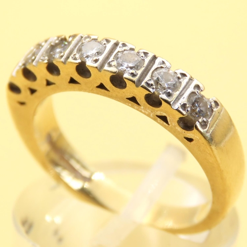 153 - Seven Stone Diamond Ring Mounted on 18 Carat Yellow Gold Band Size L and a Half