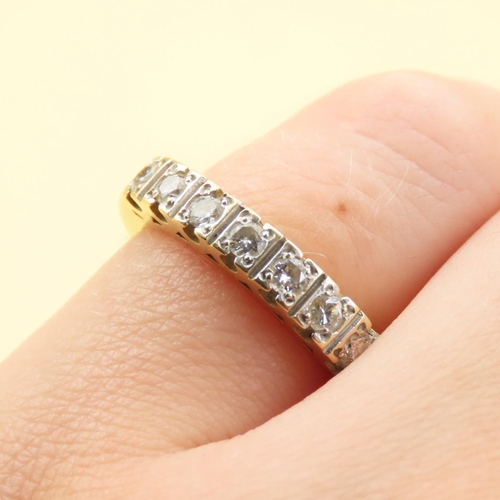 153 - Seven Stone Diamond Ring Mounted on 18 Carat Yellow Gold Band Size L and a Half